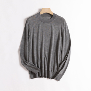 【德国BIELLA】48支扬子纱精纺全羊毛男士打底衫秋冬圆领套头毛衣