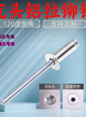 沉头铝制抽芯铆钉装潢合页钉120度平头铝拉钉拉铆丁2M3M4M5M6包邮