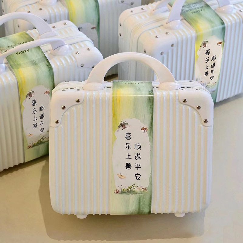迷你手提箱化妆箱14寸伴手礼行李箱小旅行收纳箱礼品包装盒密码锁