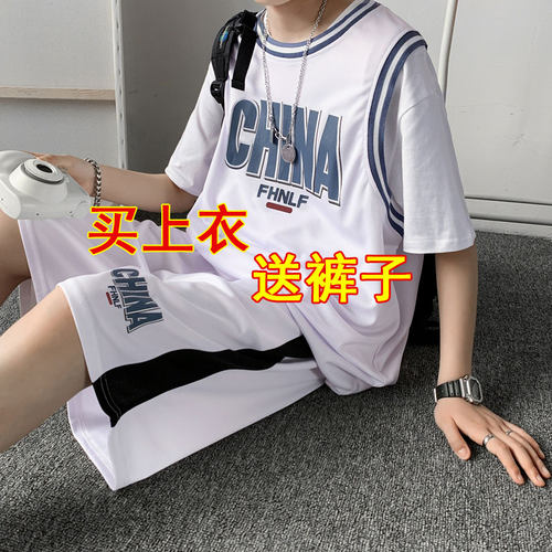 假两件ins冰动跑步恤短篮球
