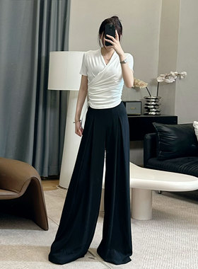 垂感西装裤女宽松高腰坠感夏季薄款西裤休闲裤子裙裤拖地长裤8721