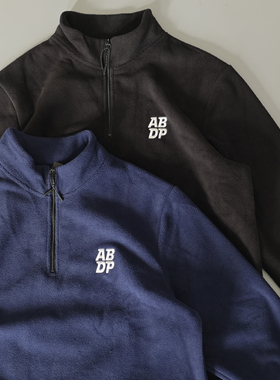 ABDP美式秋冬摇粒绒半拉链运动休闲卫衣男加绒宽松套头长袖外套