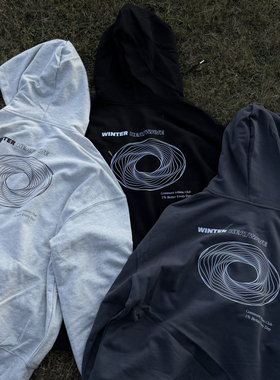 ABDP美式印花运动休闲毛圈连帽宽松拉链情侣夹克式boxy卫衣外套