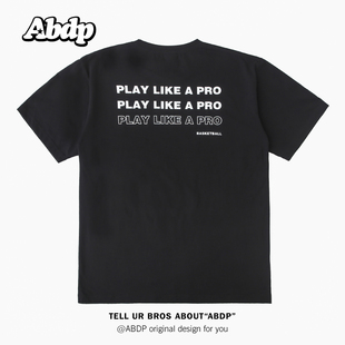 运动街头潮流男女圆领潮流T恤 宽松美式 ABDP男士 休闲篮球棉短袖