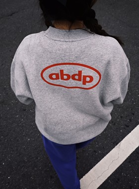 ABDP秋冬美式加绒圆领卫衣休闲宽松街头篮球小领口印花套头上衣