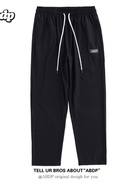 ABDP春夏薄款美式梭织篮球9分裤刺绣休闲运动健身直筒松紧长裤
