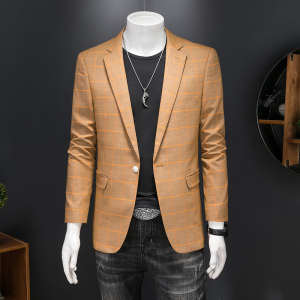 假模图2025新款男士休闲西服修身西装格子单西外套DX6908P165,男装西服套装,电商D216