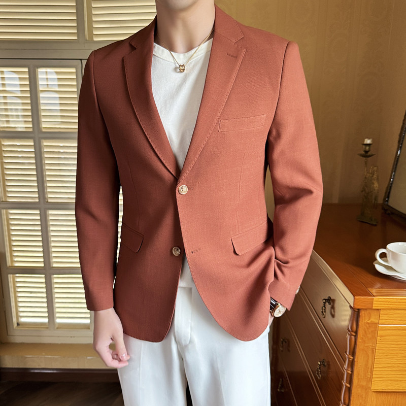 模特图2025年男士休闲西服修身西装纯色单西外套DX6941P175,男装西服套装,电商D216