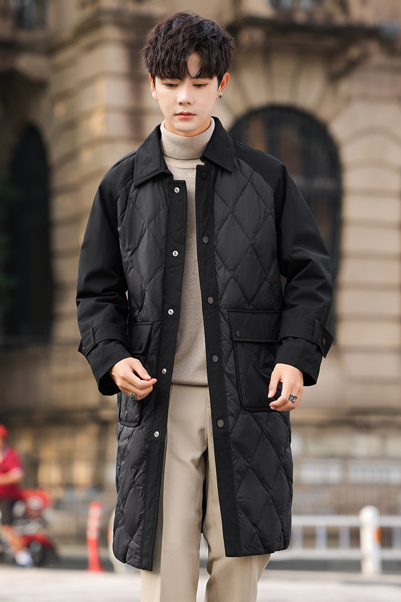 模特图男士90白鸭绒中长款羽绒服外套YR2442P245,男装羽绒服,电商D216