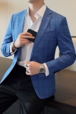 人模图2025新款男士休闲西服修身西装格子单西外套DX6910P165，男装西服套装，电商D216