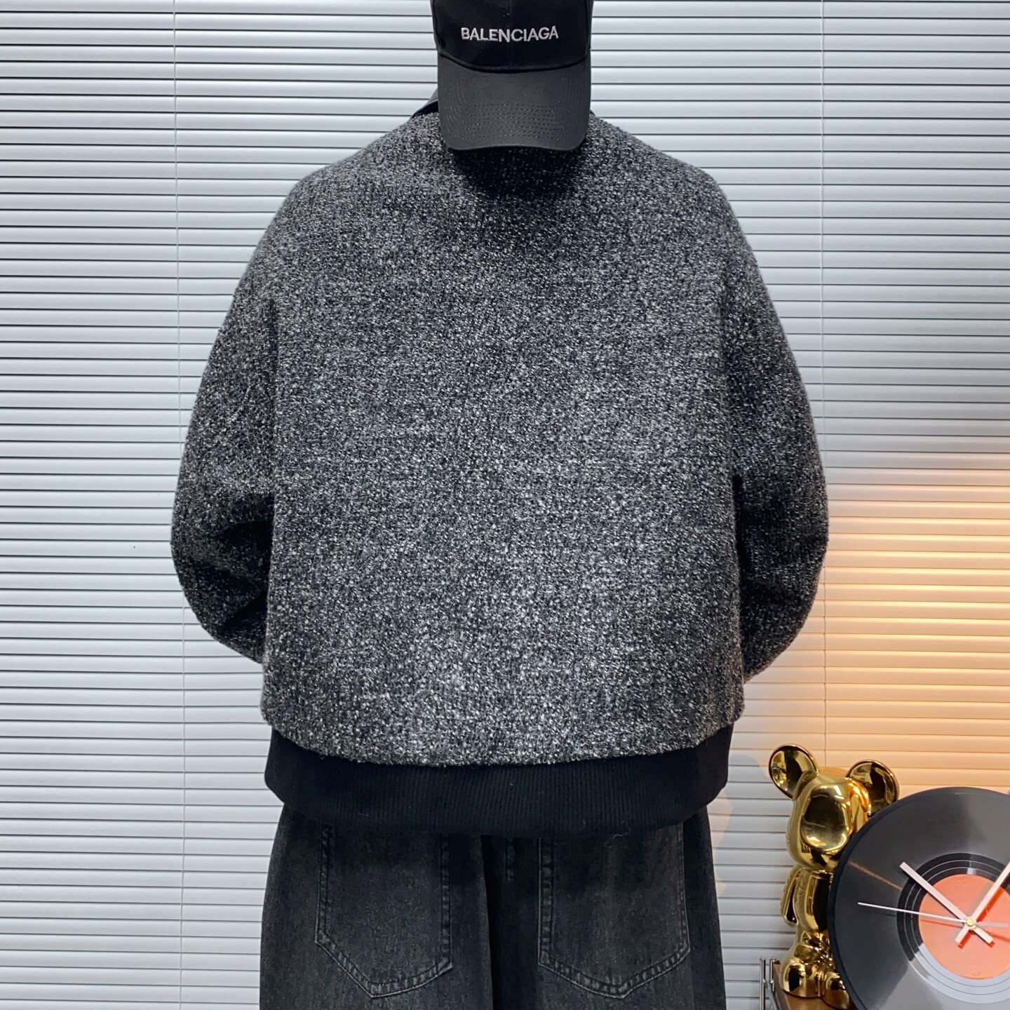 架子图-新标90白鸭绒男士绵羊毛宽松短款毛呢羽绒服88361P360,男装羽绒服,电商D216