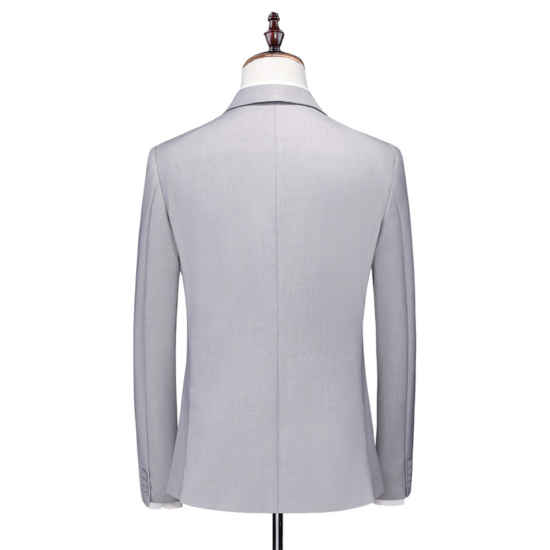 浅灰色M-6XL外贸西服套装三件套一粒扣2边开叉男士西装7001P190,男装西服套装,电商D216