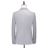 浅灰色M-6XL外贸西服套装三件套一粒扣2边开叉男士西装7001P190，男装西服套装，电商D216