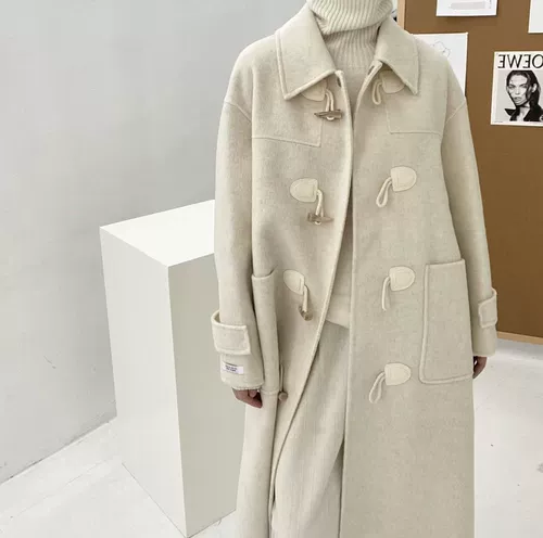 Двусторонное кашемировое длинное шерстяное шерстяное пальто, средней длины, в корейском стиле
