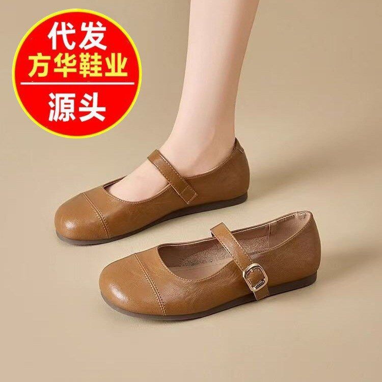 圆头新款小珍鞋浅口皮鞋复古春季