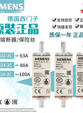 西门子熔断器63A 80A 100A保险丝3NA3822-3824-3830-2C NH000-gG