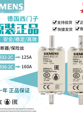 西门子熔断器125A 160A保险丝3NA3832-2C 3NA3836-2C NH000-gG
