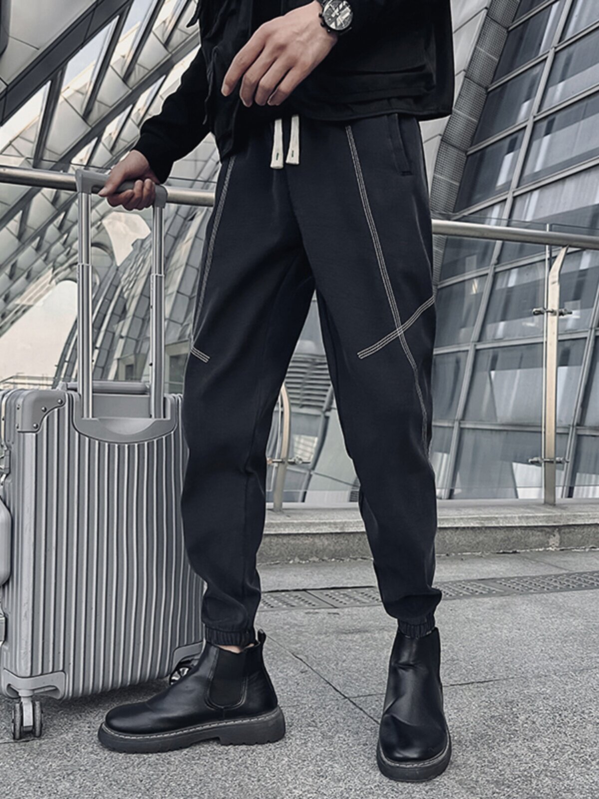 OBOY 봄 가을 유행 남성 마틴 부츠 캐주얼 바지 남성 벨벳 두꺼운 레깅스 트렌디 브랜드 잘 생긴 바지