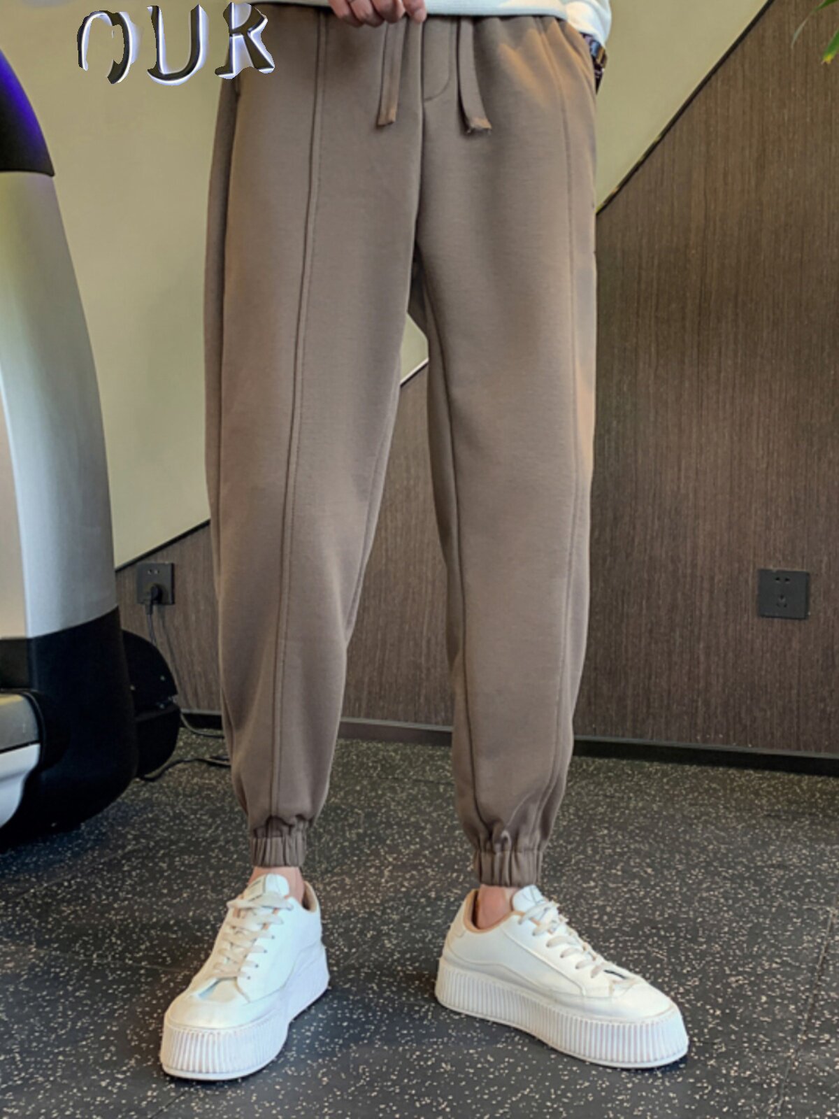 OBOY 봄 가을 하이 엔드 스웨트 팬츠 남성 트렌디 브랜드 잘 생긴 루즈 레깅스 트렌드 스트레치 스포츠 캐주얼 바지