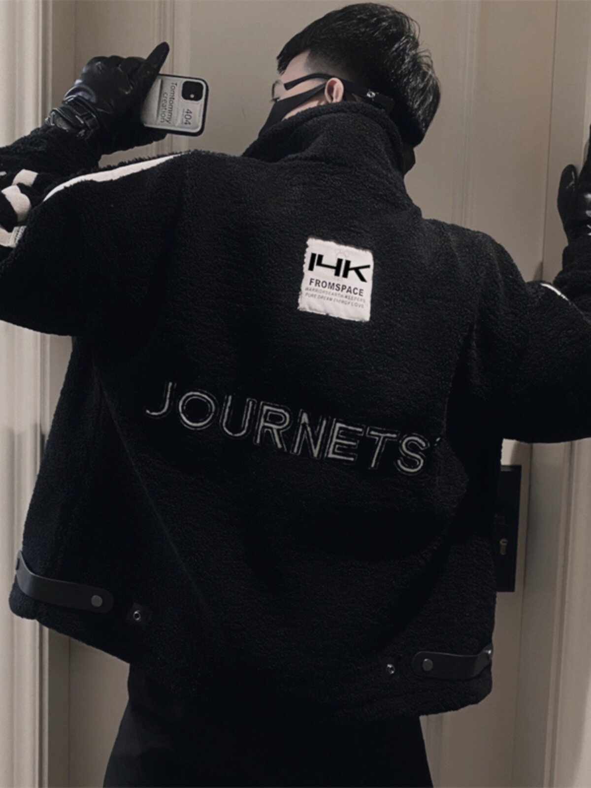 오보이의 인기 겨울 남성용 그래뉼러 벨벳 코튼 코트 트렌디한 브랜드 레터 자수 코튼 코트 두꺼운 폴라 플리스 남성용 트렌디 재킷