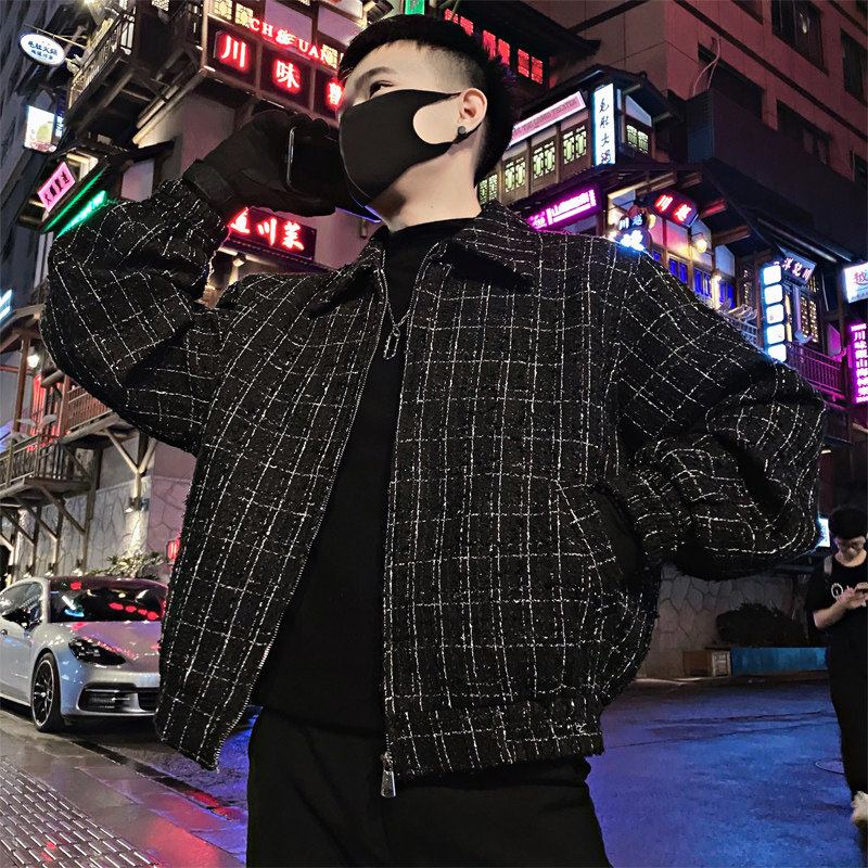 OBOY 봄 가을 핫 스타일 작은 향수 재킷 남성 트렌디 브랜드 잘 생긴 캐주얼 재킷 플러스 벨벳 따뜻한 겨울 남성용 탑