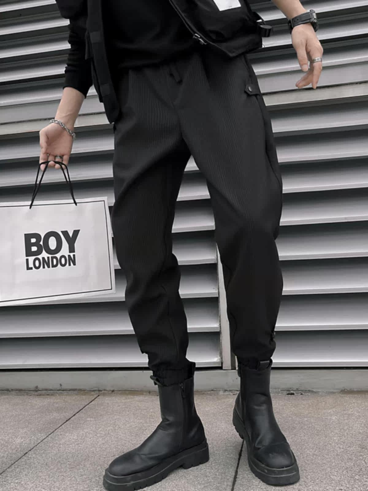 오보이 봄 가을 벨벳 스트라이프 남성용 캐주얼 팬츠 인터넷 연예인 멋쟁이 트렌디 브랜드 레깅스 팬츠 슬림하고 다재다능한 남성용 팬츠