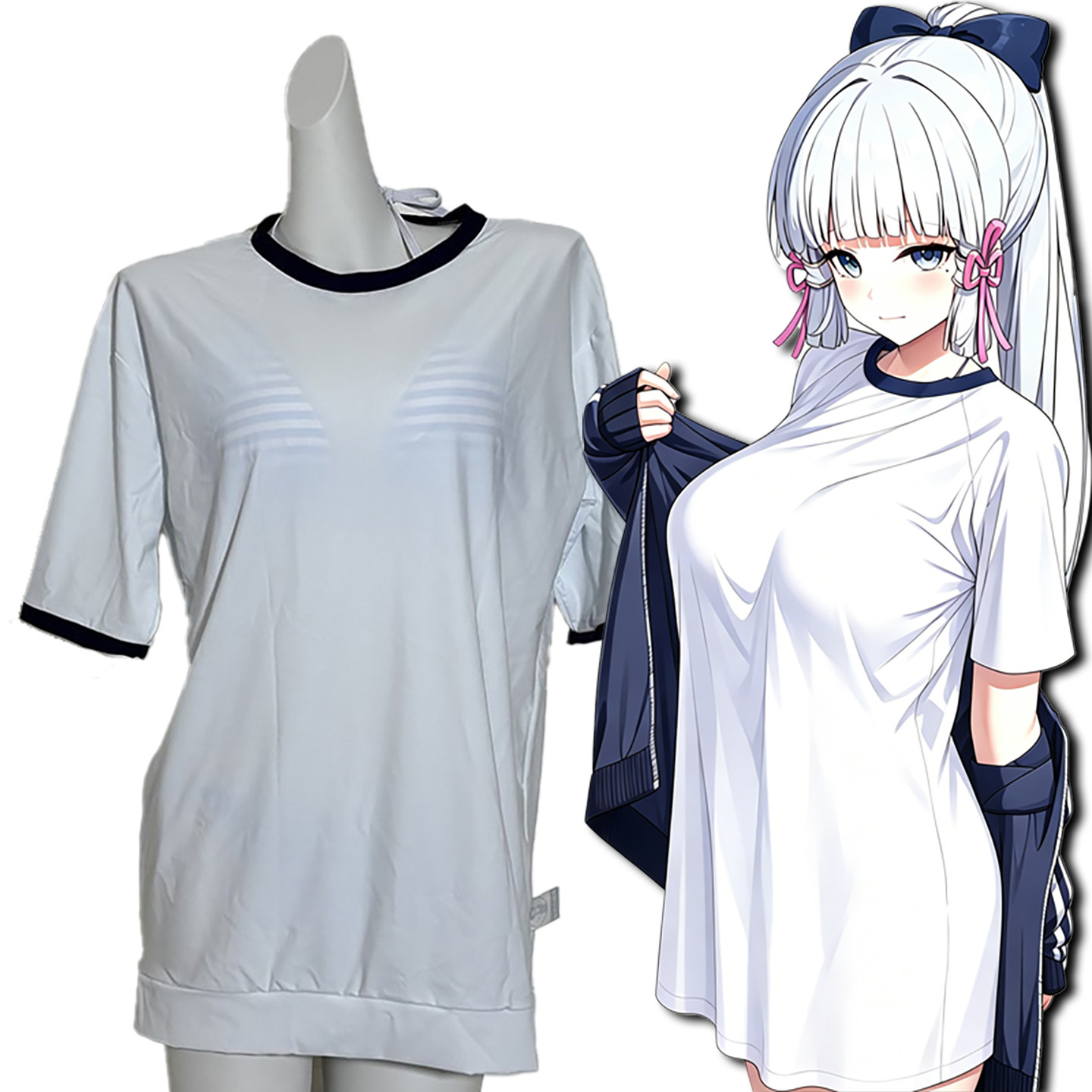 【超级大】日系可爱少甜美藏蓝色体操服上衣学生保守分体泳衣配件