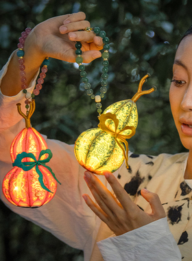 王的手创 葫芦小灯笼古风花灯手工diy材料包竹编中式随身宝石手链