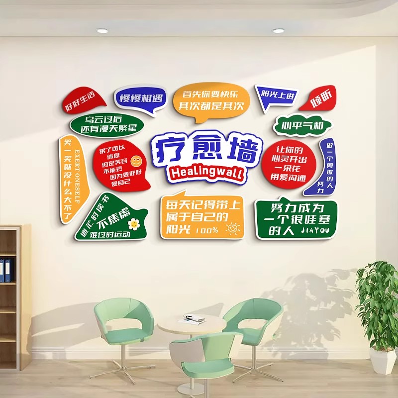 心理咨询室挂图布置心灵驿站辅导班文化墙面励志标语装饰贴纸画