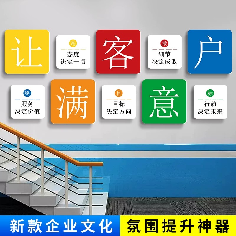 企业文化墙办公室装饰画公司走廊墙贴高级感设计挂画标语现代标语