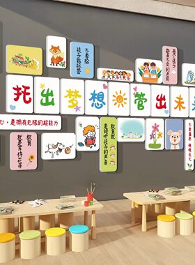 托管班墙面装饰教室布置幼儿园环创班级文化背景墙氛围感海报壁画