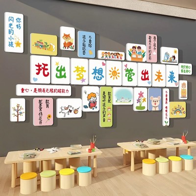 托管班墙面装饰教室布置幼儿园环创班级文化背景墙氛围感海报壁画