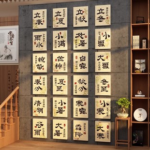 中医馆氛围布置养生软装 饰挂画十二时辰文化背景药食同源展示墙面