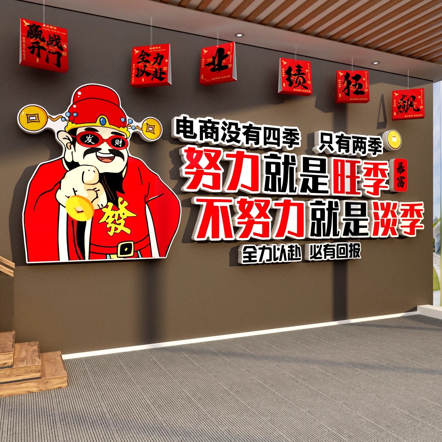 电商司办公室墙面装饰企业文化销售布置励志标语业绩尊严贴形象