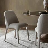 意式 极简布艺餐椅奶油风设计师高级感靠背椅家用简约现代梳妆椅