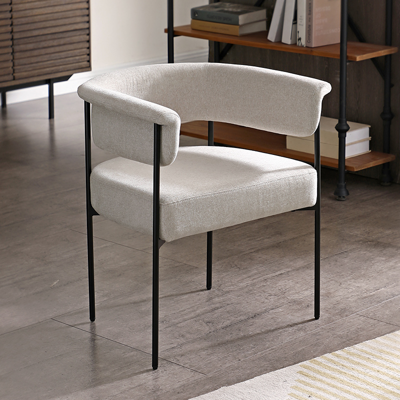  北欧餐椅布艺家用现代简约意式靠背椅子设计师咖啡椅餐厅扶手椅