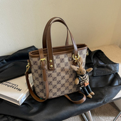 高级感时尚 手提包包女2025新款 潮百搭复古老花单肩斜挎包菜篮子包