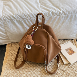 复古风双肩包女2025新款高级感大容量多功能休闲简约背包单肩包女