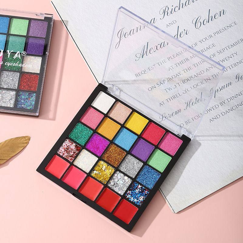 阿莎瑞雅二十五色眼影盘大亮片珠光哑光六一表演演出彩色彩妆盘