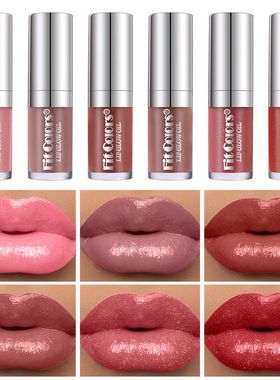 Fit Colors6色滋润珠光唇釉 生姜丰盈唇蜜护唇油彩大刷头口红跨境