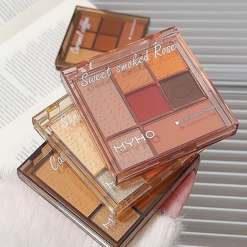 MYHO一盘多用微光透明七色影盘珠光哑光彩妆微醺装学生通勤眼影