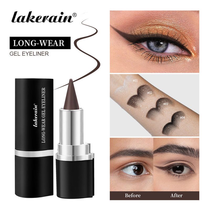 lakerain哑光凝胶眼线膏尖头速干固体眼线膏笔黑色浓郁不易晕染跨