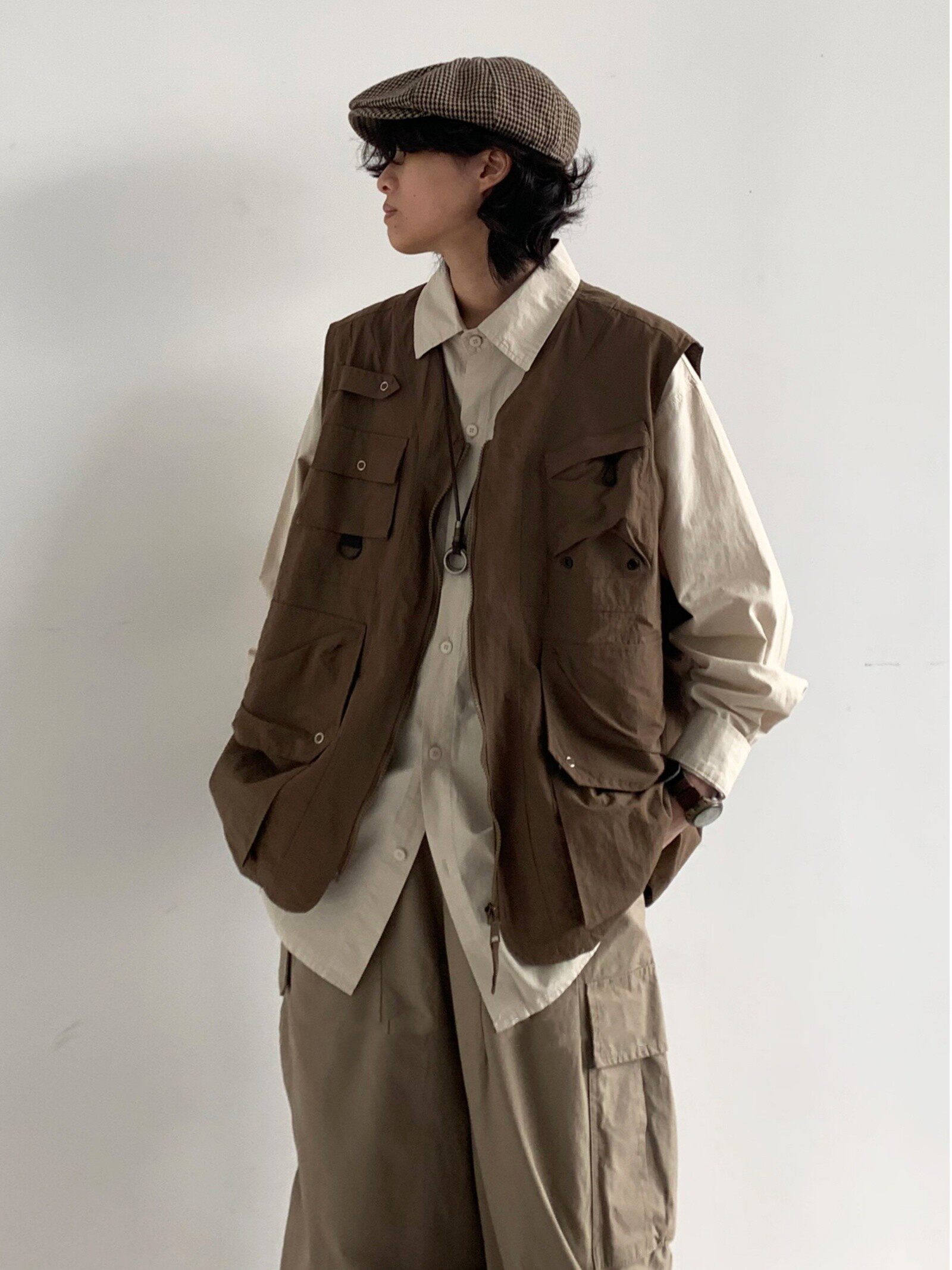 JAPANESE RETRO LOOSE CARGO VEST MENS AND WOMENS SPRING AND AUTUMN AMECO CARCAN CAMPING TACTICS SLEEVELESS VEST JACKET