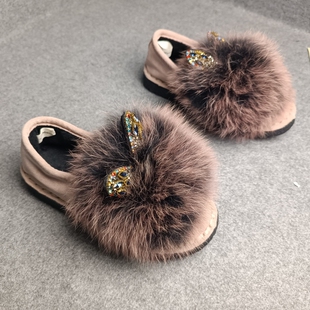 jm快乐玛丽秋冬女童鞋新款毛毛可爱平底防滑仙女室外韩版女鞋子