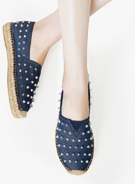 玛丽2022春夏女鞋铆钉麻底透气舒适帆布鞋渔夫鞋女鞋01760W