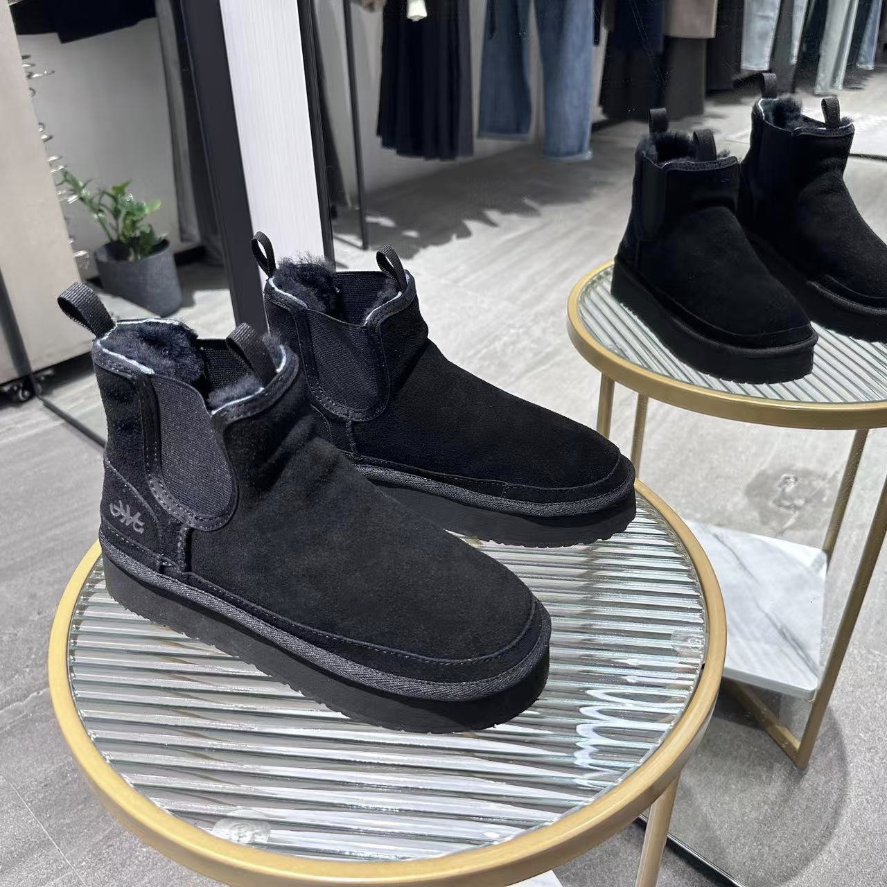 jm快乐玛丽女鞋24年冬款雪地靴加绒加厚羊毛皮毛一体棉鞋短筒