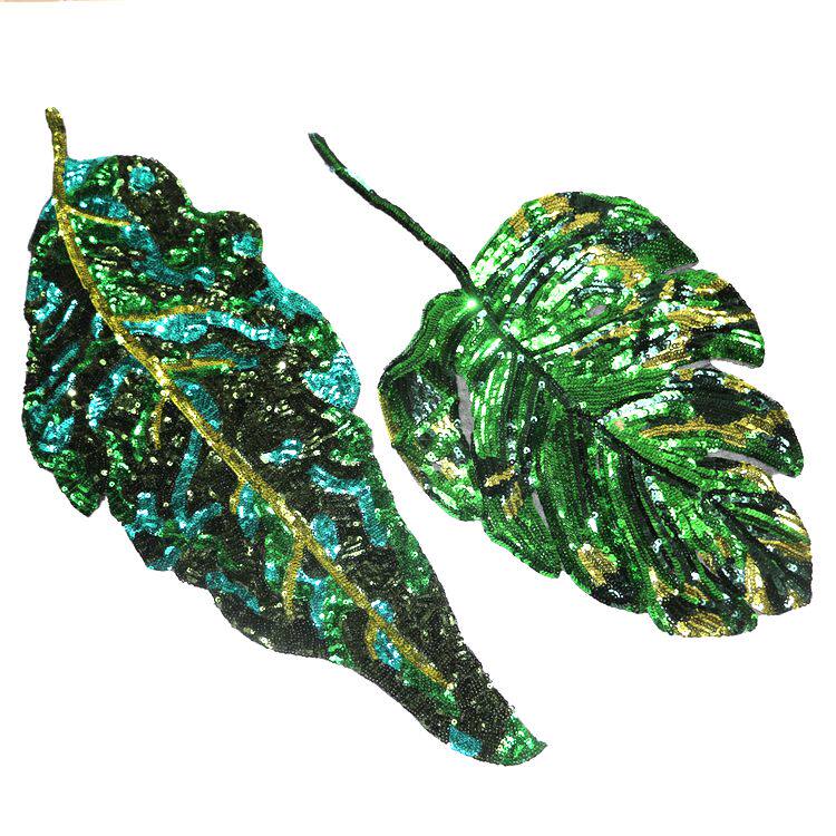 亮片新款绿叶珠片绣 服装辅料手工DIY亮片布贴女装珠片装饰百搭