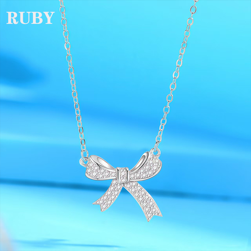 PT950铂金项链蝴蝶结吊坠闪耀轻奢款百搭锁骨链生日情人节送女友