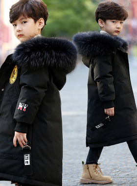 ABC新款男童羽绒服90白鸭绒加厚保暖中长款中大童洋气韩版冬外套