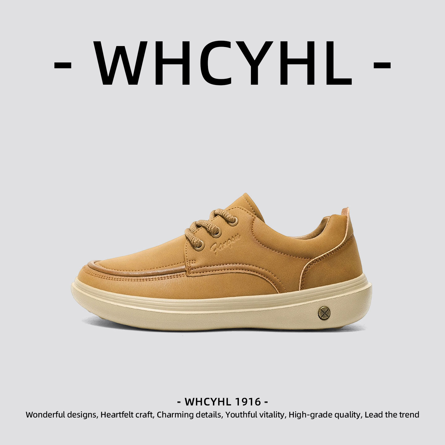 【轻奢潮牌】WHCYHL男鞋2026春季新款复古休闲鞋厚底英伦工装板鞋,流行男鞋,时尚休闲鞋,淘宝优惠券,粉丝福利购,淘宝优惠卷